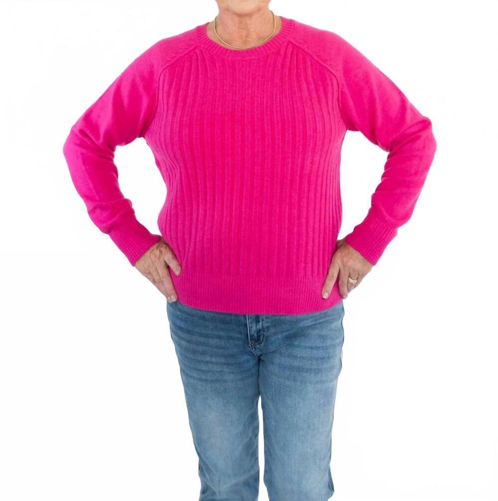 NEW TEA N ROSE haiden ribbed sweater in hot pink